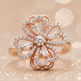 NXGOLD Luxury 360° Spin Flower Ring with Cubic Zirconia