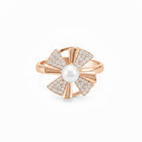 NXGOLD Rose Gold 360° Rotating Flower Ring with Pearl & CZ Stones