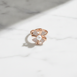 NXGOLD Rose Gold 360° Rotating Flower Ring with Pearl & CZ Stones