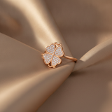 Luxury 360° Spin Clover Ring with Sparkling CZ Stones