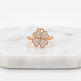 Luxury 360° Spin Clover Ring with Sparkling CZ Stones