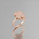 Luxury 360° Spin Clover Ring with Sparkling CZ Stones