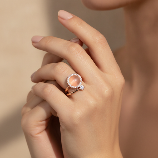 NXGOLD Luxury 360° Rotating Circle Ring with Cubic Zirconia