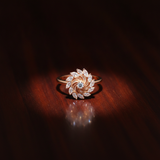 NXGOLD 360° Rotating Crystal Flower Ring for Women