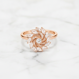 NXGOLD 360° Rotating Crystal Flower Ring for Women