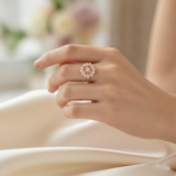 NXGOLD 360° Rotating Crystal Flower Ring for Women