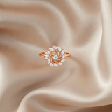 NXGOLD 360° Rotating Crystal Flower Ring for Women