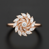 NXGOLD 360° Rotating Crystal Flower Ring for Women
