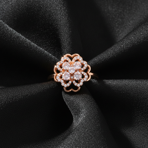 NXGOLD 360° Rotating Floral Spinner Ring for Women