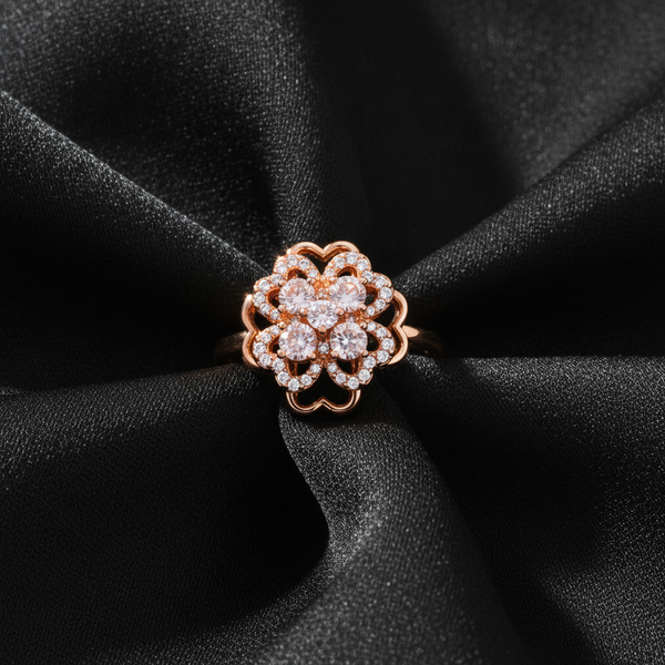 NXGOLD 360° Rotating Floral Spinner Ring for Women