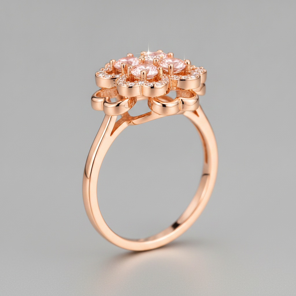 NXGOLD 360° Rotating Floral Spinner Ring for Women