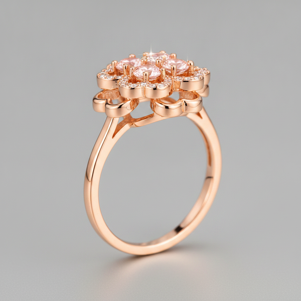 NXGOLD 360° Rotating Floral Spinner Ring for Women
