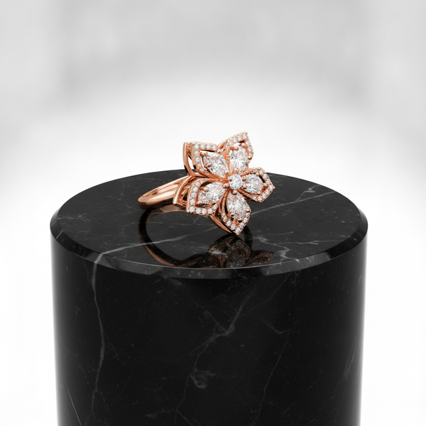 NXGOLD Premium 360° Rotating Floral Spinner Ring