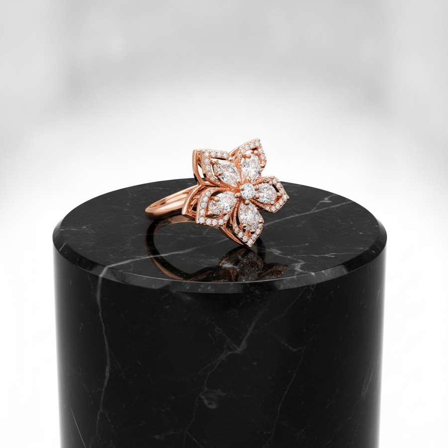 NXGOLD Premium 360° Rotating Floral Spinner Ring