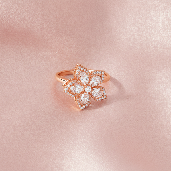 NXGOLD Premium 360° Rotating Floral Spinner Ring