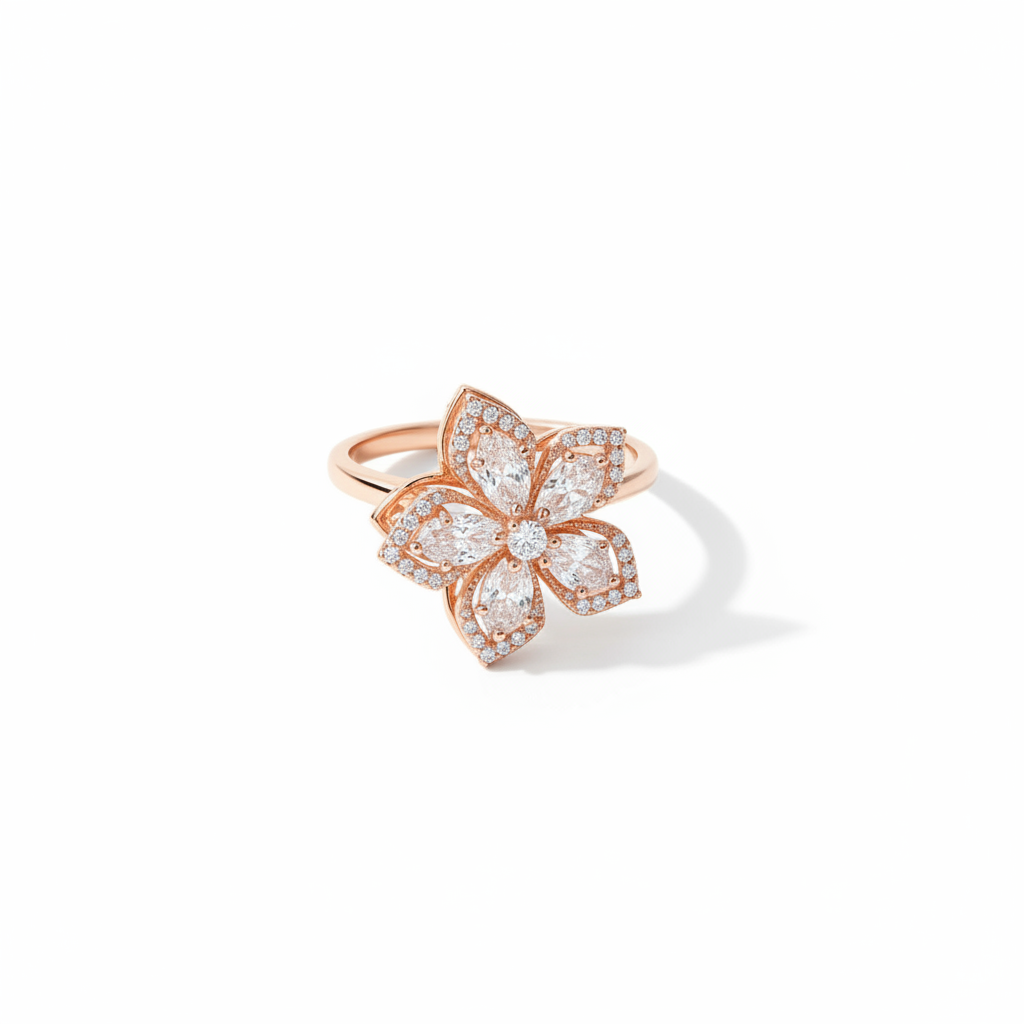 Luxury 360° Spin Flower Ring with Premium CZ Stones