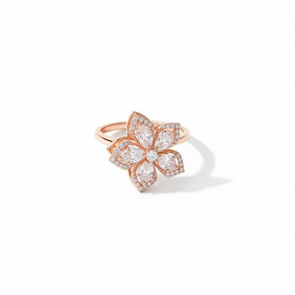 Luxury 360° Spin Flower Ring with Premium CZ Stones