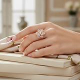 NXGOLD 360° Rotating Flower Spinner Ring for Women