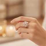 NXGOLD 360° Rotating Flower Spinner Ring for Women