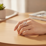 NXGOLD 360° Rotating Flower Spinner Ring for Women