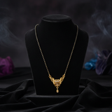 Women's Traditional Black Bead Mangalsutra with CZ Stone Pendant