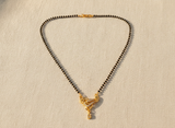 Premium CZ Triangle Pendant Mangalsutra with Black Beads Necklace