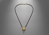 Premium CZ Triangle Pendant Mangalsutra with Black Beads Necklace