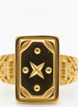 NXGOLD Luxury Men’s Ring with Star Engraved Rectangular Design
