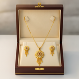 Elegant Traditional Floral Medallion Necklace & Earrings Set for Women