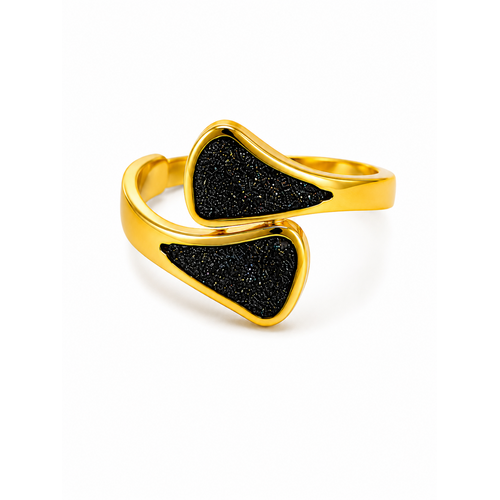 Black Glitter Open Adjustable Ring for Women