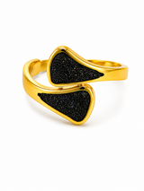 Black Glitter Open Adjustable Ring for Women
