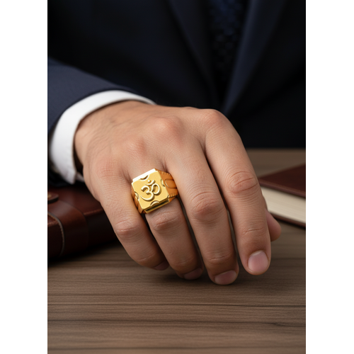 NXGOLD Divine Om Classic Gold Signet Ring for Men