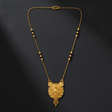 NXGOLD Antique Floral Pendant Mangalsutra with Black Beads