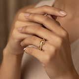 Elegant Wave Infinity Stone Studded Ring for Women