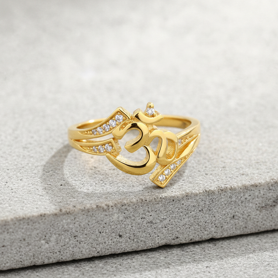 Spiritual Om CZ Open Ring for Women & Girls