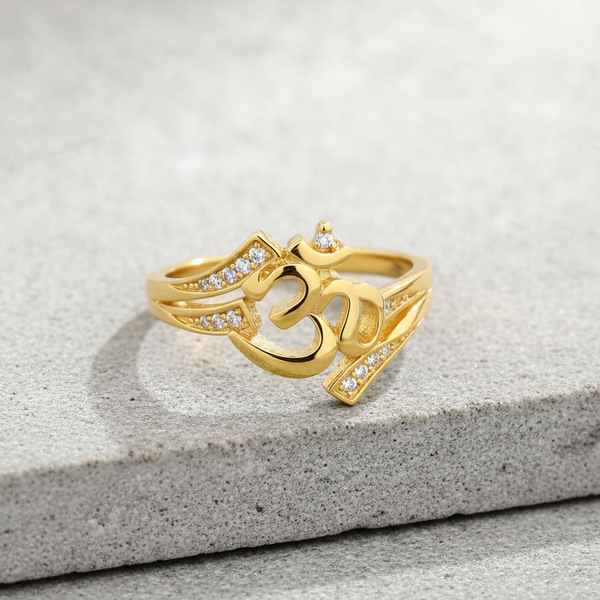 Spiritual Om CZ Open Ring for Women & Girls