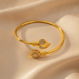 Luxury Bloom CZ Open Cuff Bracelet for Women & Girls