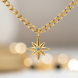 Dainty Star Charm Necklace with Colorful Crystal Beads