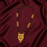 Elegant Heritage Round Pendant Traditional Black Bead Mangalsutra for Women
