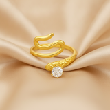 Trendy Snake Style Adjustable Ring with Crystal CZ Stone