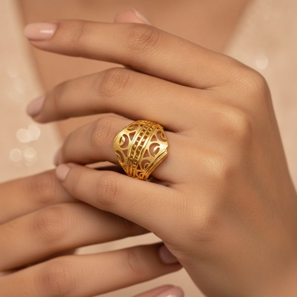 Traditional Filigree Gold Ring for Women