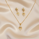 NXGOLD Luxe Crystal Bloom Pendant Necklace & Earrings Set