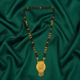 Designer Black Bead Mangalsutra with Heritage Round Pendant for Women