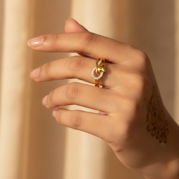 Elegant Heart & Infinity Cubic Zirconia Open Ring