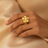 Elegant Blossom Ring with Sparkling CZ Crystal for Women