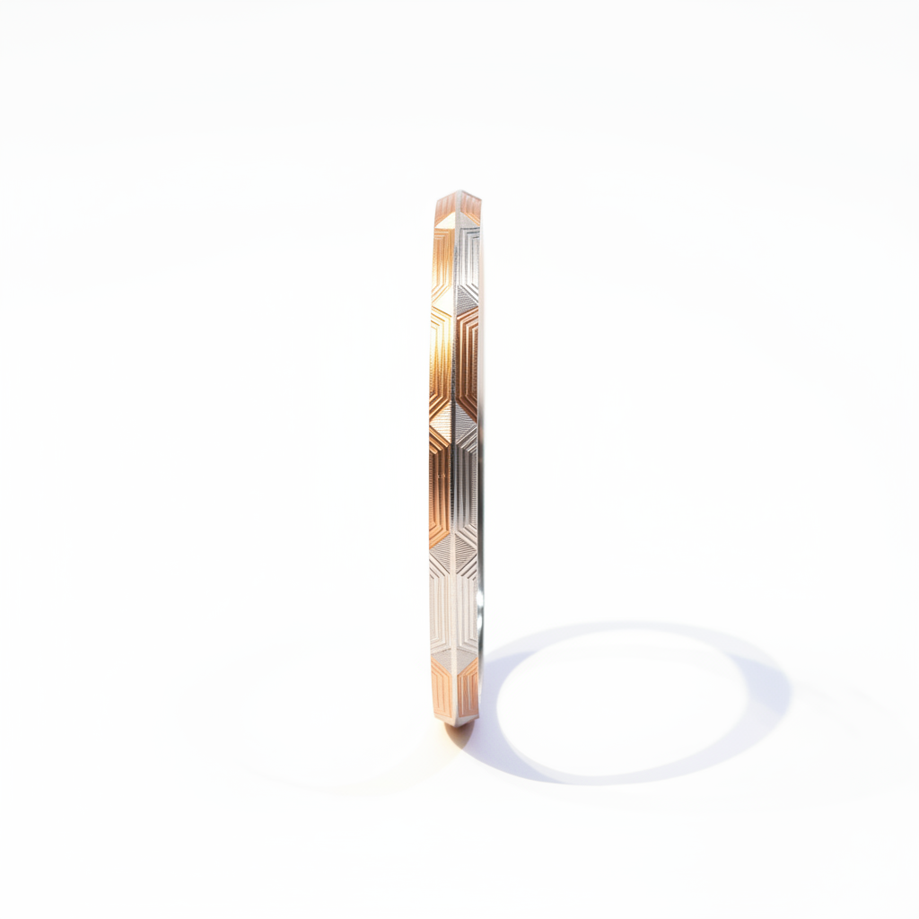 Premium 925 Sterling Silver Rose Gold Hexagon Pattern Kada