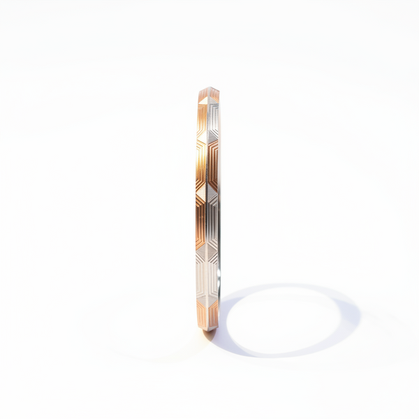 Premium 925 Sterling Silver Rose Gold Hexagon Pattern Kada