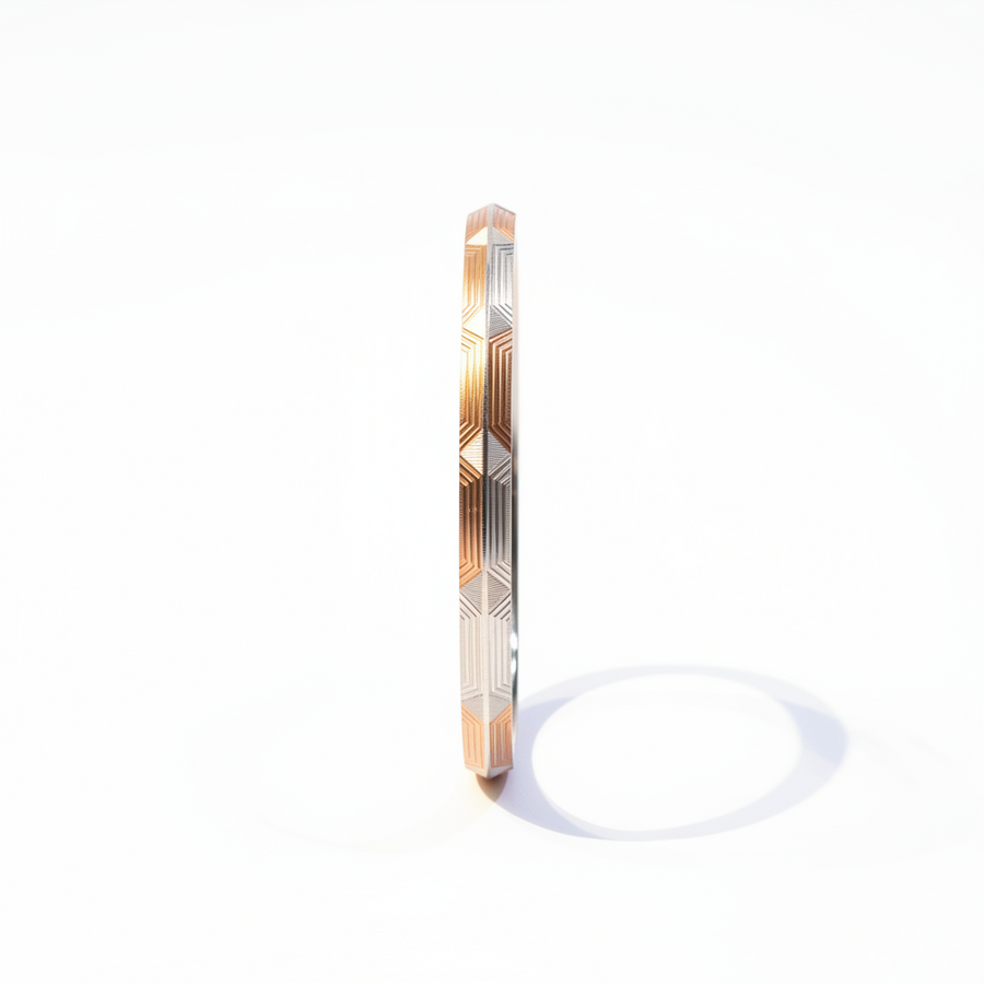 Premium 925 Sterling Silver Rose Gold Hexagon Pattern Kada