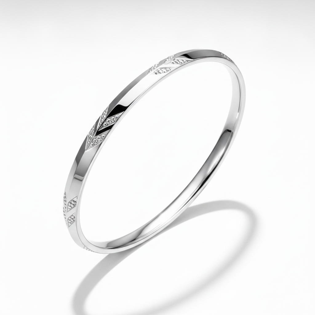 925 Sterling Silver Diamond-Cut Designer Kada for Men & Women