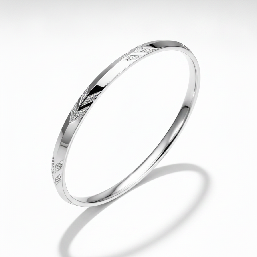 925 Sterling Silver Diamond-Cut Designer Kada for Men & Women